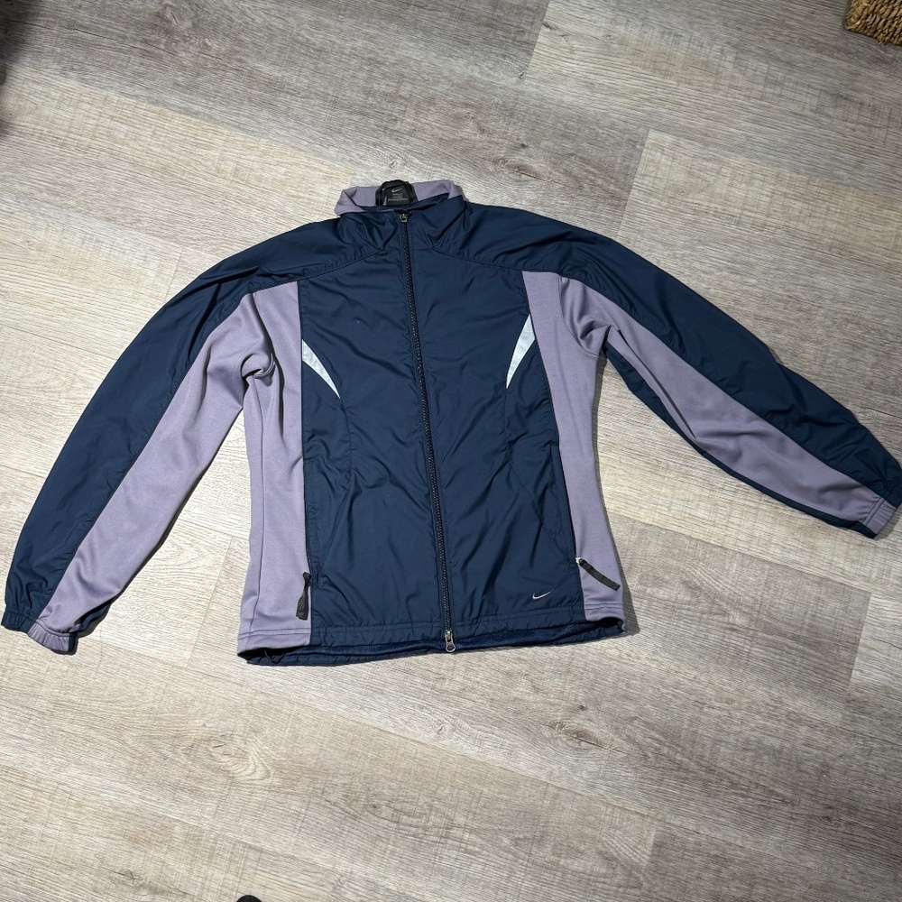 Nike Color Block Full Zip Athletic Purple Blue Large Runner Workout Athleisure
